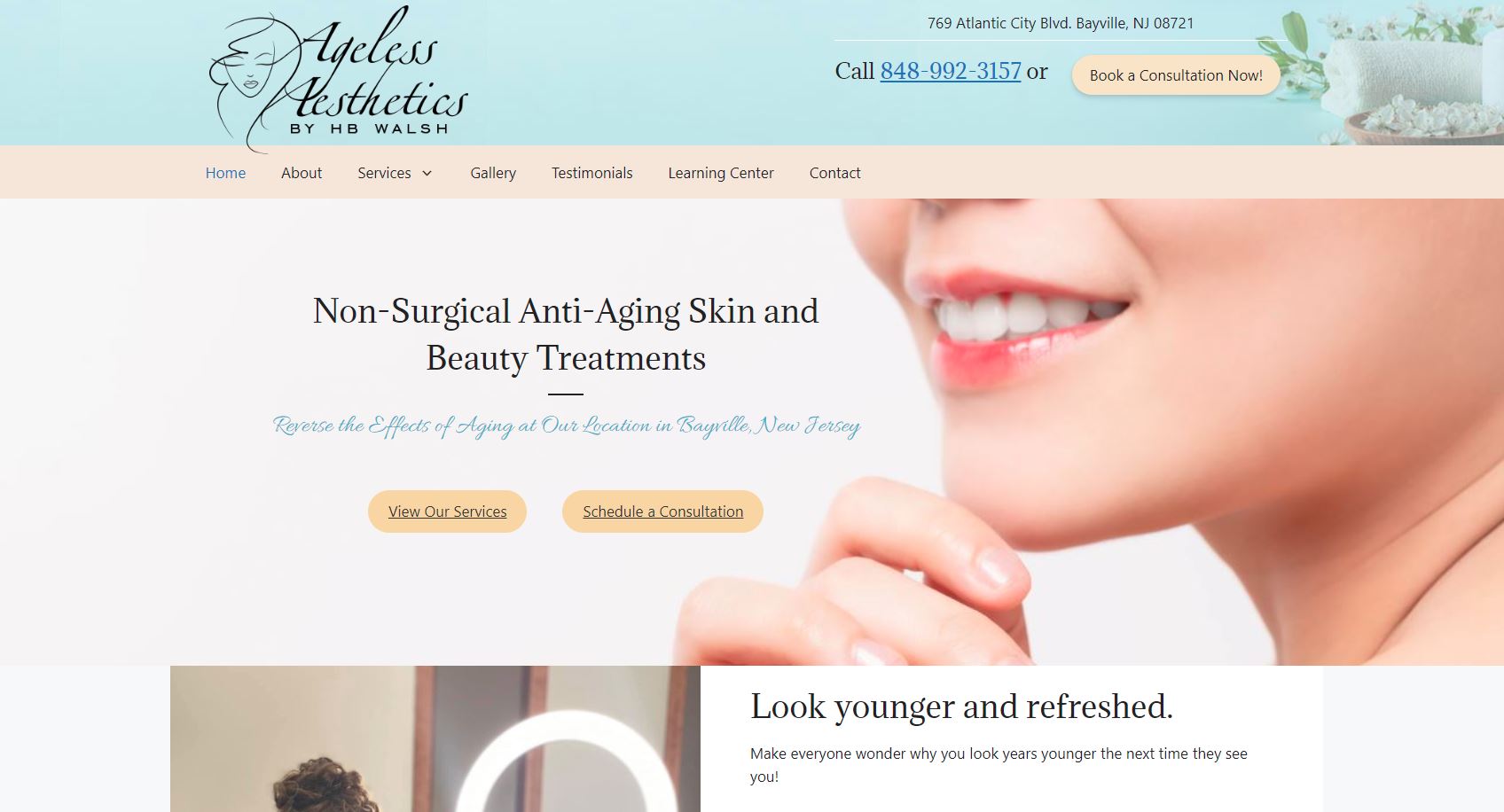 beauty treatment skin care website design