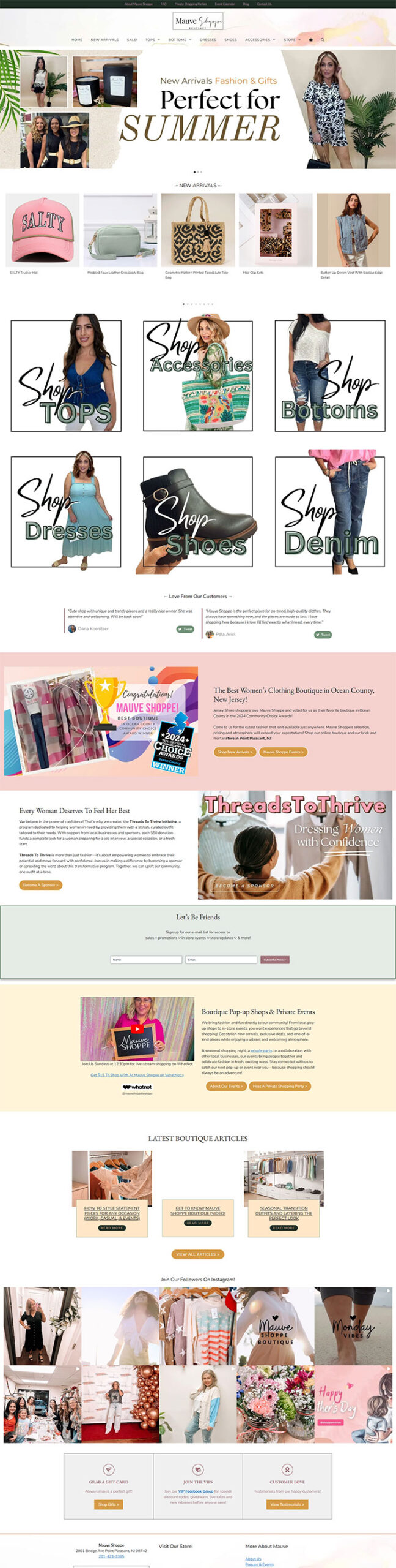 mauve shoppe boutique point pleasant new jersey website design